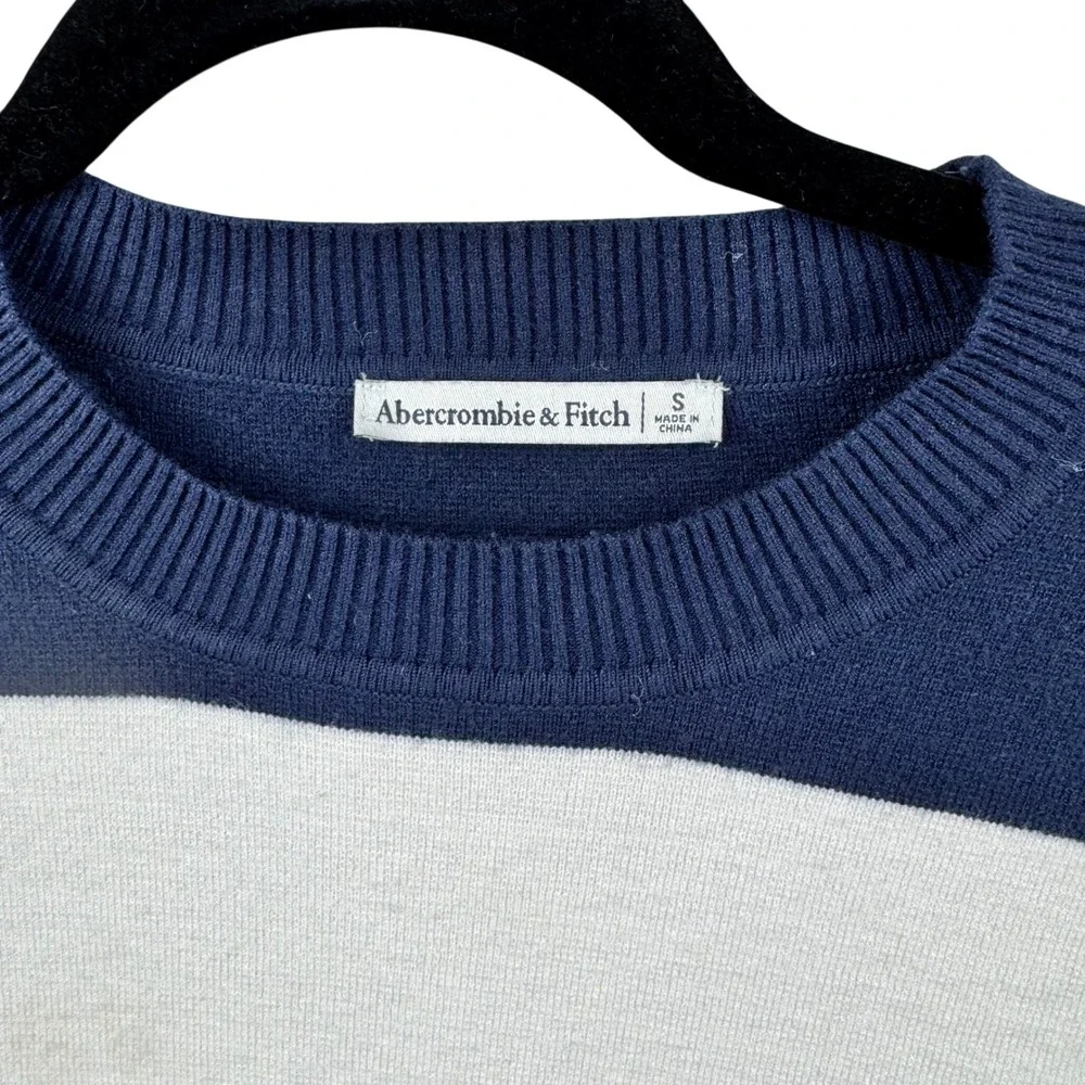Abercrombie & Fitch Striped Sweater Womens Small Navy White Cropped Nautical - Picture 5 of 13